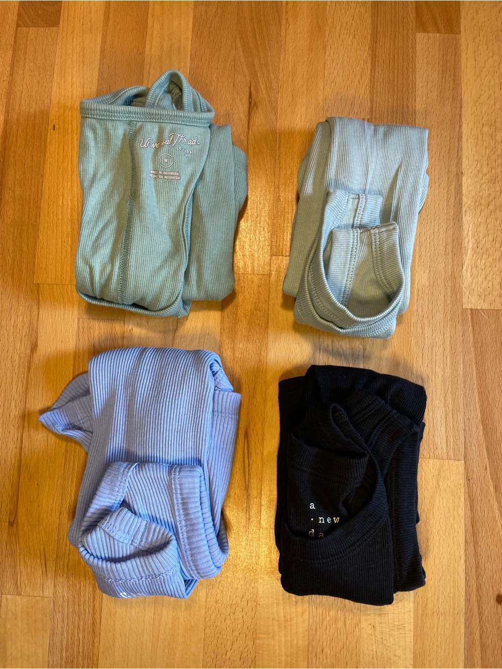 a new day Ribbed Tank Top Set in Sage, Light Blue & Black